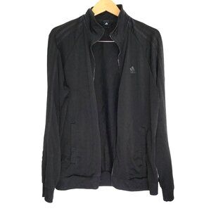 ADIDAS-MEN LIGHT WEIGHT BLACK TRACK ZIP-UP- SIDE POCKETS SWEATER JACKET SIZE LG